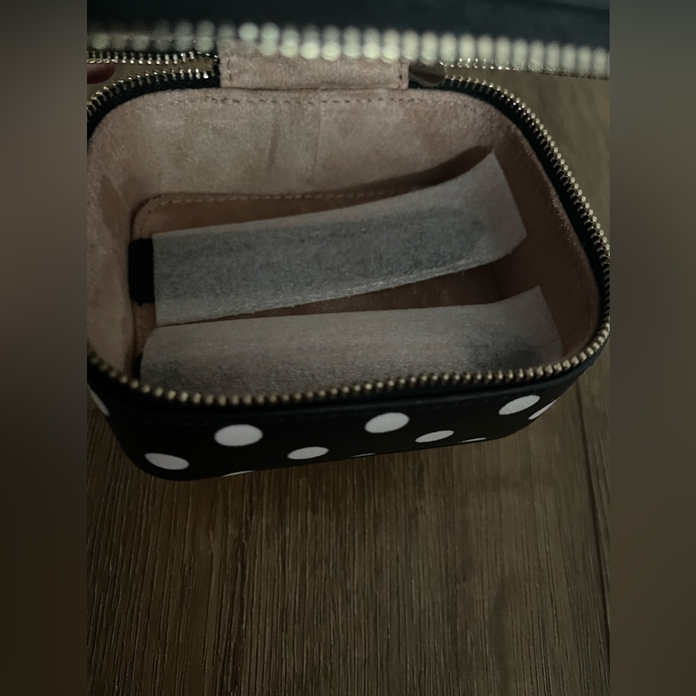 KATE SPADE-NWT/Box Black & White Polka Dot Leather Jewelry Travel Case - Picture 13 of 14